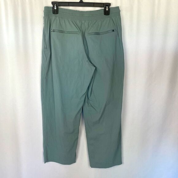 Athleta Trekkie Straight Crop Pant Womens 10 Elastic waist Drawstring Green/Gray - Picture 2 of 8
